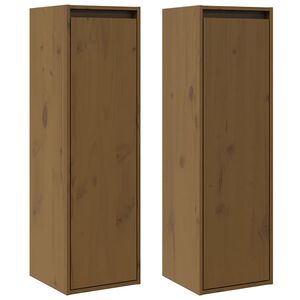 vidaXL Wall Cabinets 2 pcs Honey Brown 30x30x100 cm Solid Pinewood