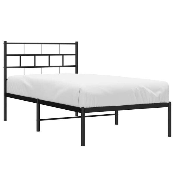 vidaXL Metal Bed Frame without Mattress with Headboard Black 100x200cm