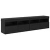 vidaXL TV Wall Cabinets with LED 2 pcs Black Oak 80 x 30 x 40 cm