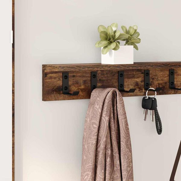 vidaXL Wall-Mounted Coat Rack Smoked oak 100 x 10.5 x 10.5 cm