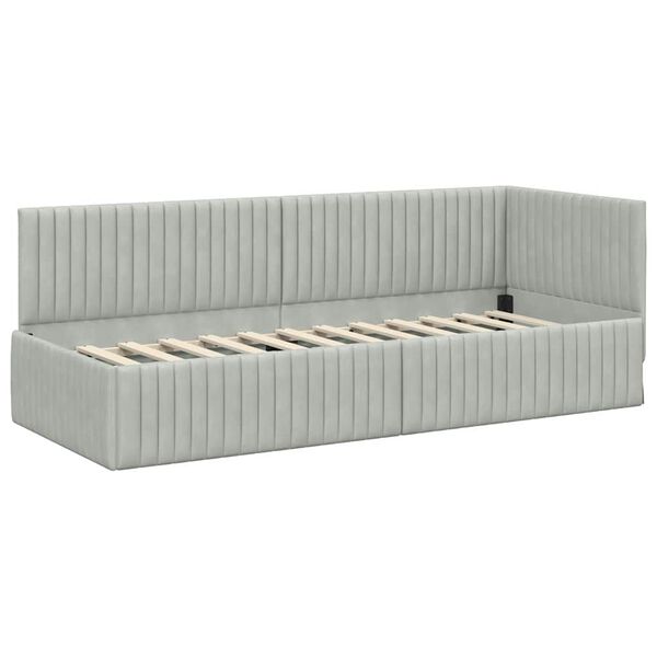 vidaXL Corner Bed Frame Light Grey 80 cm x 200 cm Velvet