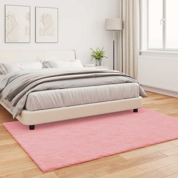 vidaXL Faux Rabbit Fur Rug Olite Pink 140 x 200 cm Polyester