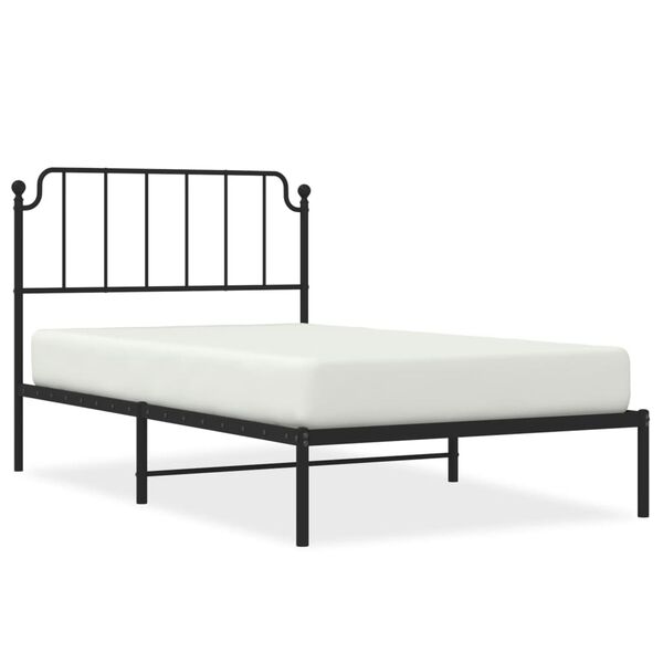 vidaXL Metal Bed Frame without Mattress with Headboard Black 107x203cm