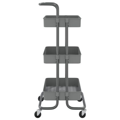 vidaXL 3-Tier Kitchen Trolley Grey 42x35x85 cm Iron and ABS