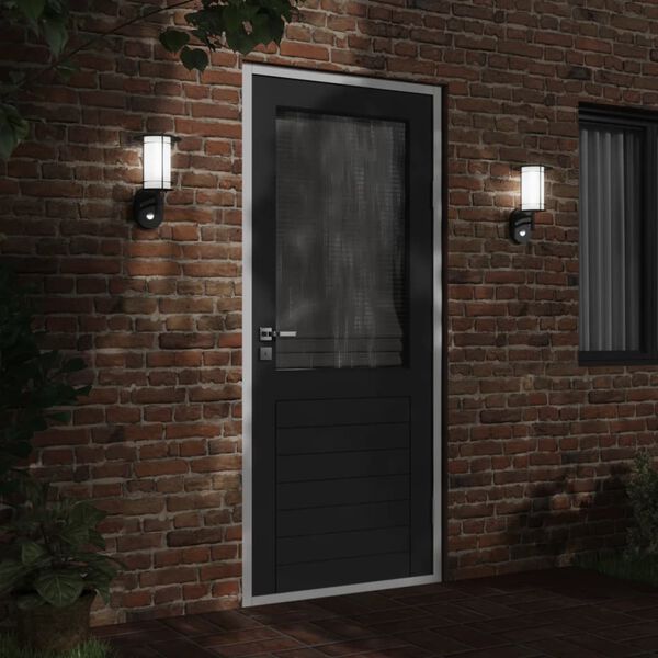 vidaXL Outdoor Wall Lights with Sensors 2pcs Black Stainless Steel