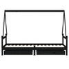 vidaXL Kids Bed Frame with Drawers Black 80x200 cm Solid Wood Pine