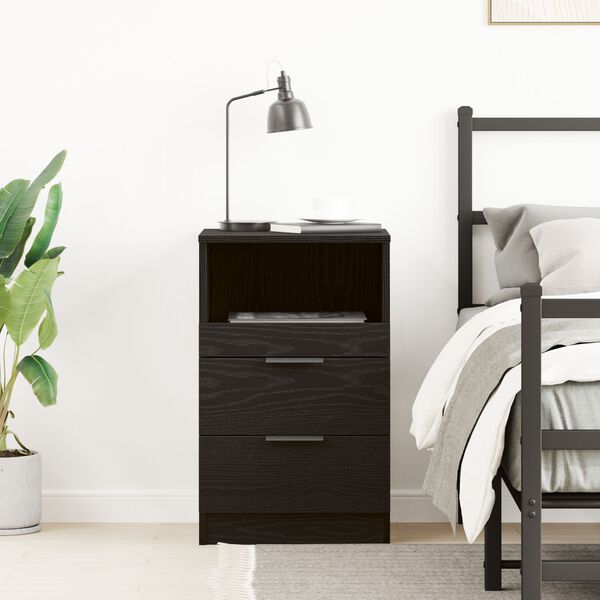 vidaXL Bedside Cabinet Black oak 40 x 35 x 65 cm Engineered wood