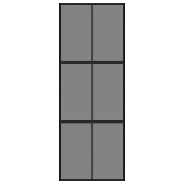vidaXL Sliding Door Black 76x205 cm Tempered Glass and Aluminium
