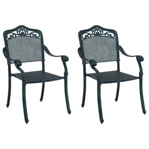 vidaXL Garden Chair 2 pcs Green 55 x 56.5 x 91cm Aluminium