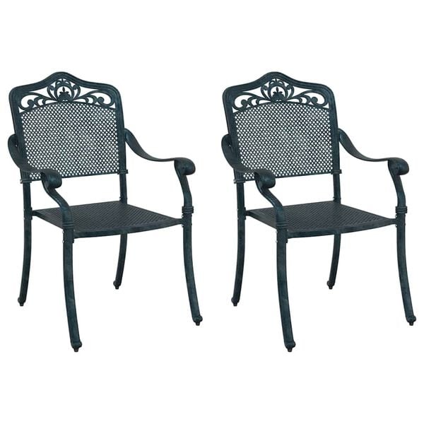 vidaXL Garden Chair 2 pcs Green 55 x 56.5 x 91cm Aluminium
