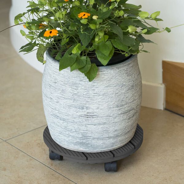 Nature Plant Trolley Round &Oslash;30 cm Anthracite Wood