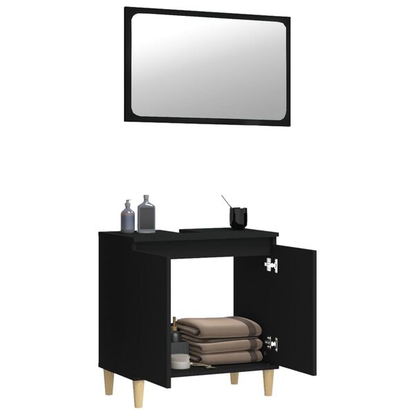vidaXL 2 Piece Bathroom Furniture Set Black Engineered Wood
