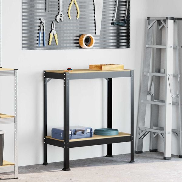 vidaXL Work Benches with Shelf Black 81 x 41 x 91 cm Engineered Wood