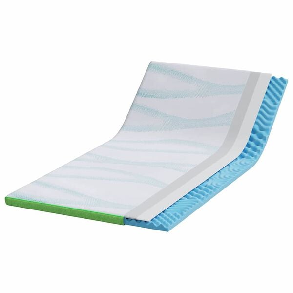 vidaXL Mattress Topper White and Green 100 x 200 x 6 cm Jaquard Fabric