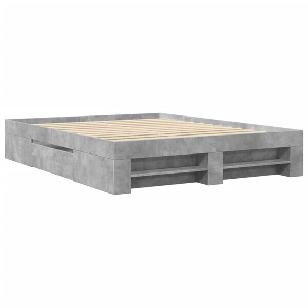 vidaXL Bed Frame without Mattress Concrete Grey 150x200cm Engineered Wood