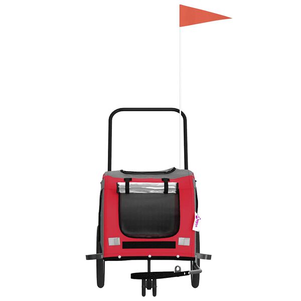 vidaXL Pet Bike Trailer Red and Grey Oxford Fabric and Iron