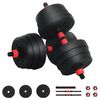 vidaXL 2-in-1 Dumbbell Set Black and Red 121 x 19.5 x 19.5 cm