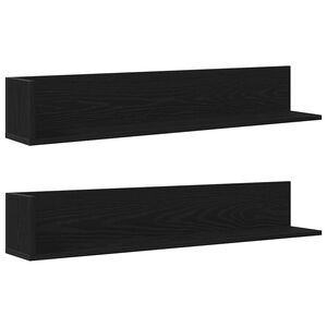 vidaXL Wall Shelves 2 pcs Black 100x16.5x16.5 cm Engineered Wood