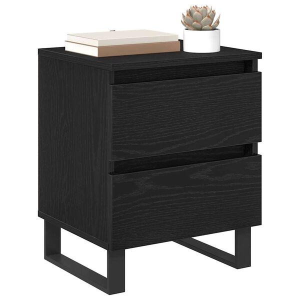 vidaXL Bedside Cabinet Black Oak 40 x 35 x 50 cm Engineered Wood