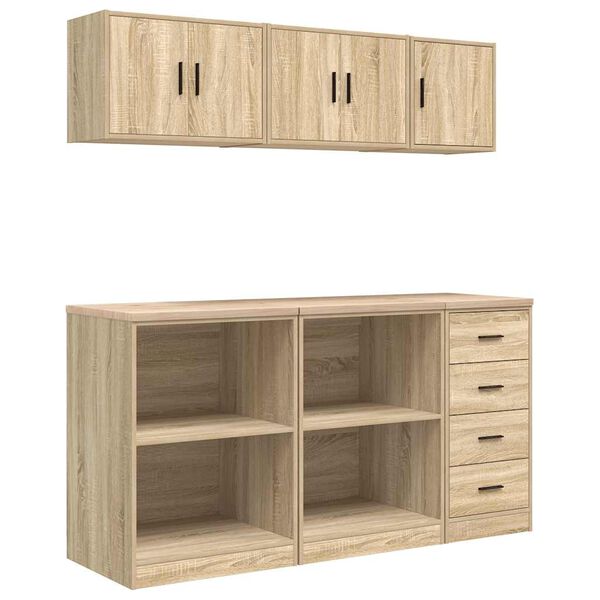 vidaXL Garage Cabinets 6 pcs Sonoma Oak Engineered Wood