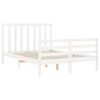vidaXL Bed Frame without Mattress White Small Double Solid Wood Pine