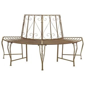 vidaXL Tree Bench 4-Seater 160 x 80 x 89 cm Steel Antique Brown