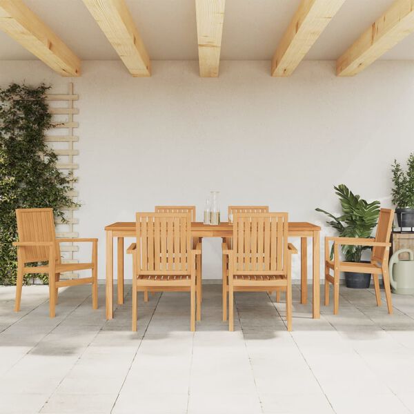vidaXL 7 Piece Garden Dining Set Solid Wood Teak