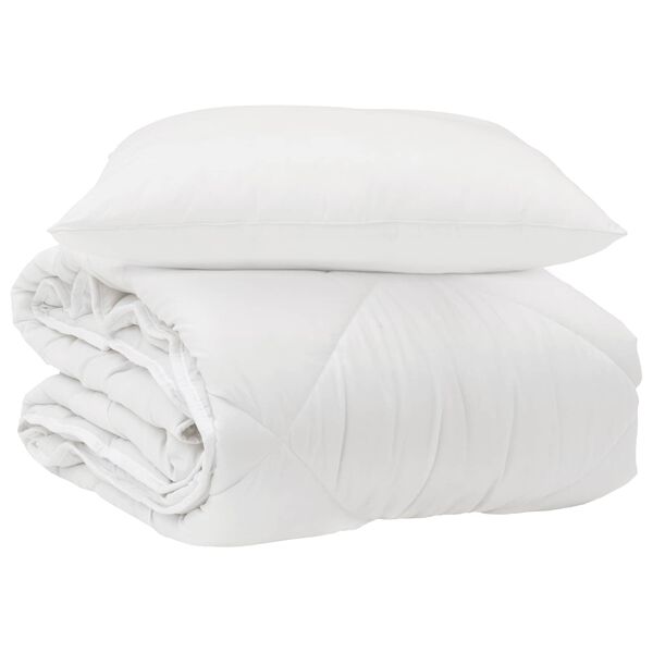 vidaXL All-Season Duvet with Pillow 2 pcs White Microfiber