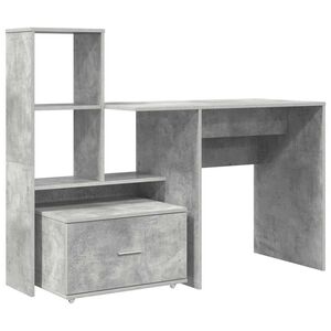 vidaXL Desk Concrete Grey Engineered Wood 131.5 x 50 x 106.5 cm
