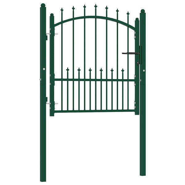 vidaXL Fence Gate Emmen with Spikes Steel 104x97 cm Green