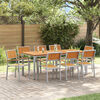 vidaXL Garden Dining Set 7 pcs Grey Solid Acacia Wood