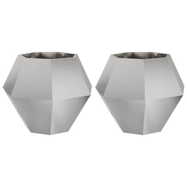 vidaXL Planter 2 pcs Silver 75 x 75 x 60 cm Stainless Steel