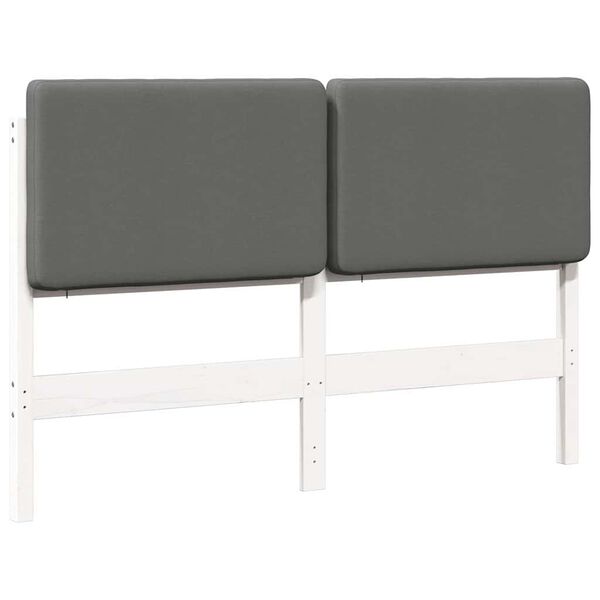 vidaXL Upholstered Headboard White and Light Grey 160 cm