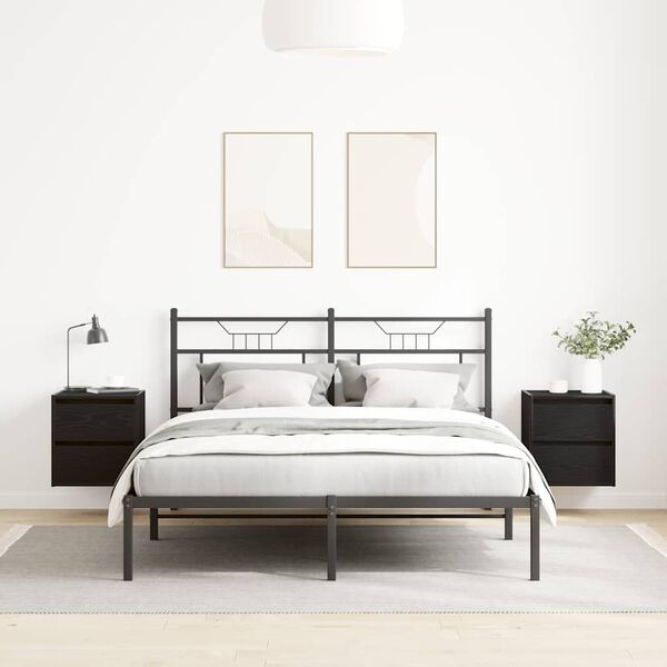 vidaXL Wall-mounted Bedside Cabinets 2 pcs Black Oak 38x34x40 cm