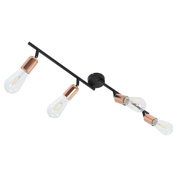 vidaXL 4-way Spot Light with Filament Bulbs 2 W Black and Copper 60 cm E27