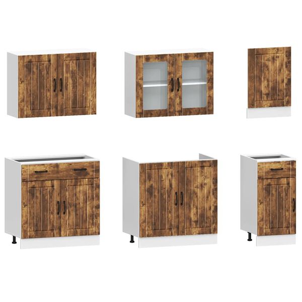 vidaXL 7 Piece Kitchen Cabinet Set Lucca Smoked Oak Engineered Wood