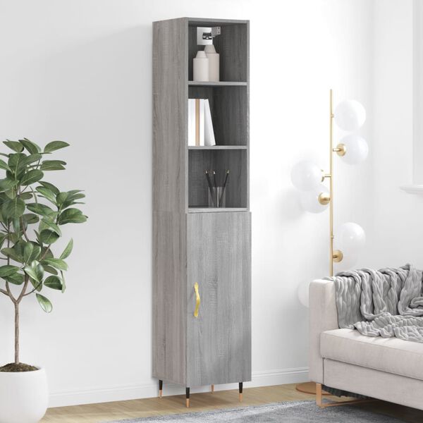 vidaXL Highboard Grey Sonoma 34.5x34x180 cm Engineered Wood