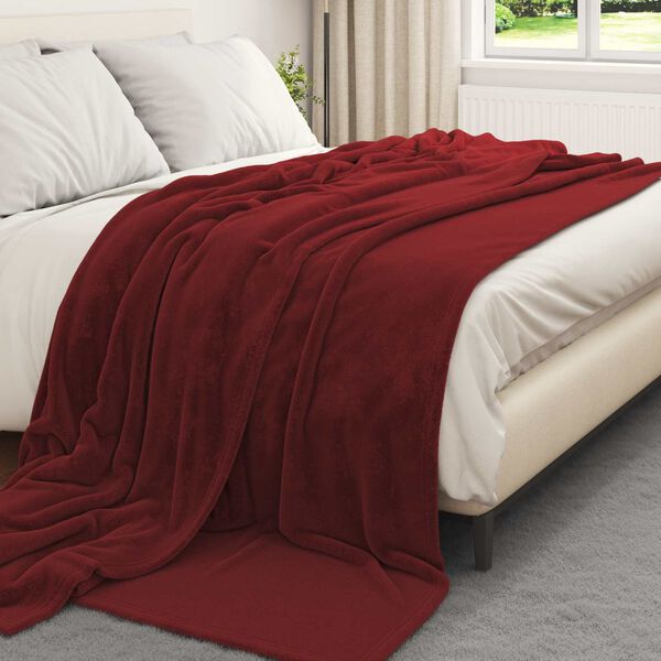 vidaXL Throw Blanket Bordeaux Red 240 x 270 cm Fleece