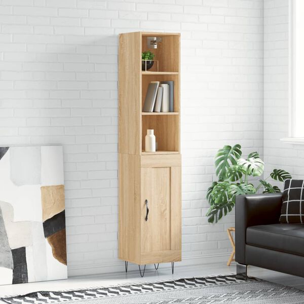 vidaXL Highboard Sonoma Oak 34.5x34x180 cm Engineered Wood