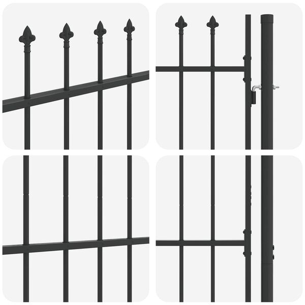 vidaXL Fence Gate Boxtel Single Door with Spike Top Steel 1x1.5 m Black