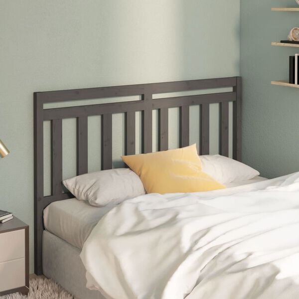 vidaXL Bed Headboard Grey 156x4x100 cm Solid Wood Pine