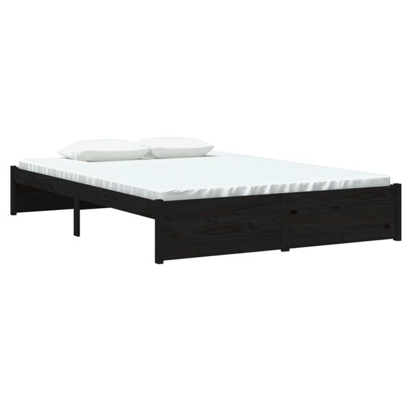 vidaXL Bed Frame without Mattress Black Solid Wood 140x190 cm