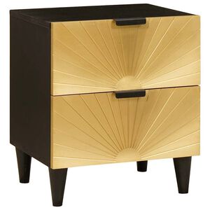 vidaXL Bedside Cabinet with Drawer Black and Gold 40 x 33.5 x 46 cm