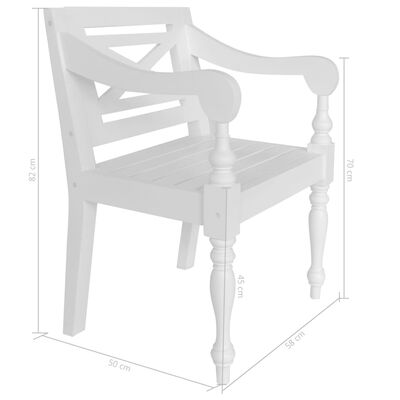 vidaXL Batavia Chairs 2 pcs White Solid Mahogany Wood
