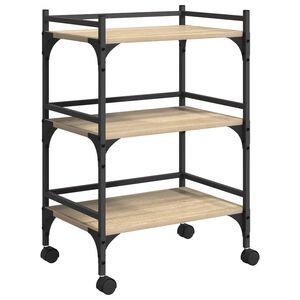vidaXL Kitchen Trolley Sonoma Oak 50 x 35 x 75.5 cm Engineered Wood