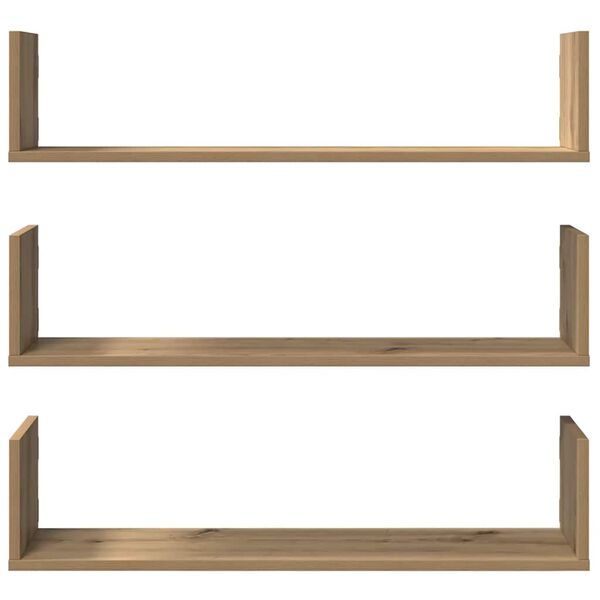vidaXL Wall Shelves 3 pcs Artisian Oak 80x18x18 cm Engineered Wood