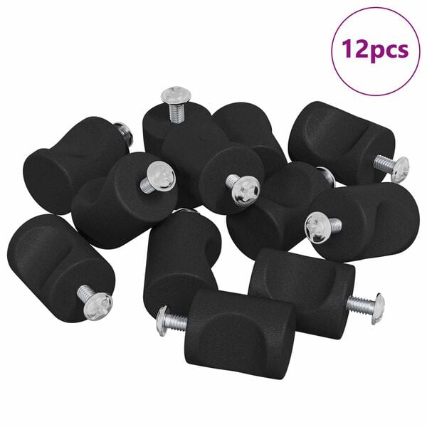 vidaXL Cabinet Knobs 12 pcs Black M4 x 12 mm Iron