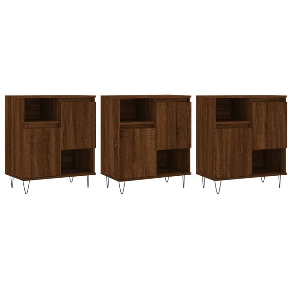 vidaXL Sideboards 3 pcs Brown Oak Engineered Wood