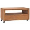 vidaXL TV Cabinet with Wheels 80x50x42 cm Solid Teak Wood