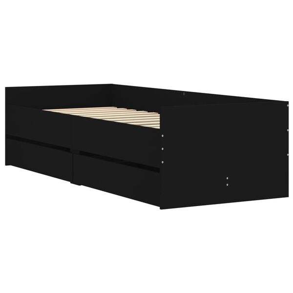 vidaXL Bed Frame with Drawers without Mattress Black 90x200 cm
